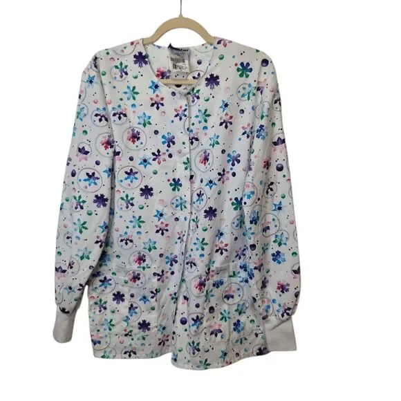 Lot Of 3 Womens Long Sleeve Scrub Jackets Size L Medical Hospital Dental - Picture 2 of 15